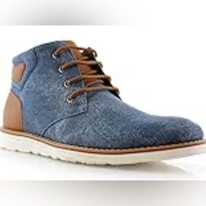 NIB [Ferro Aldo] Owen Chukka Casual Mid Top Lace-Up Shoe Blue/Tan Box Men’s 9